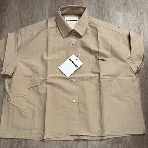 NWT Cordera Cropped Shirt Sleeve Boxy Shirt Embroidered Logo